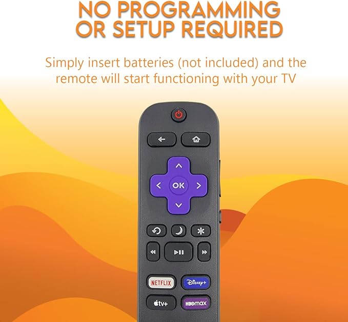 Ceybo OEM Replacement Remote Control for Roku Smart TV with Netflix, Disney+, Apple TV, and HBO Max Shortcut Keys