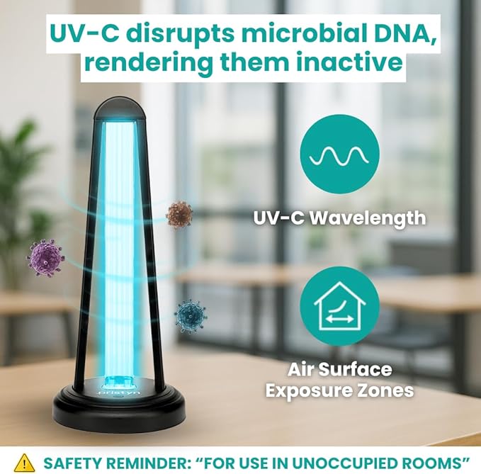AirShield+ UV Light Sanitizer w/Spare Bulb – Premium UV Sanitizer Device with Remote Control, Timer Settings & Safety Shutoff – Chemical-Free Portable UVC Light for Home & Office
