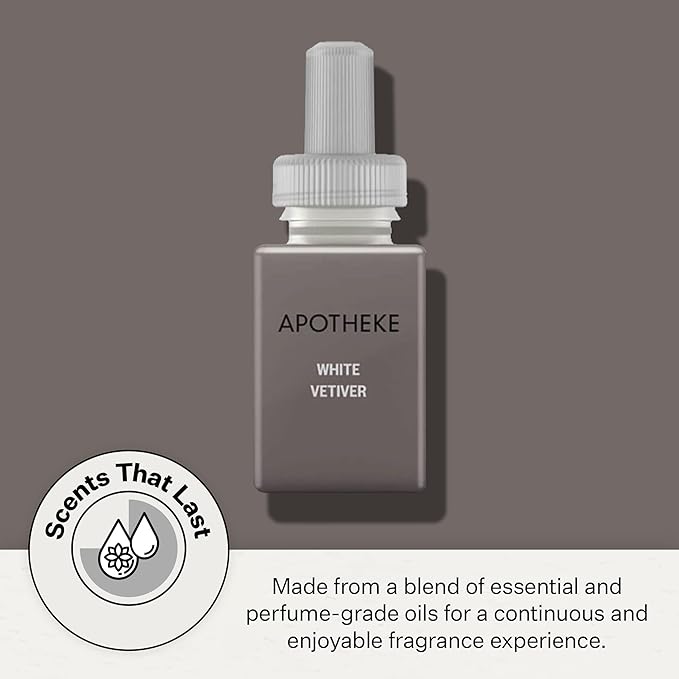 Pura Smart Home Plug-in Diffuser Refills by Apotheke, (White Vetiver) - Pura Fragrance Refills - Long-Lasting Aromatherapy Air Freshener Fragrance Products with Perfume-Grade Essential Oils