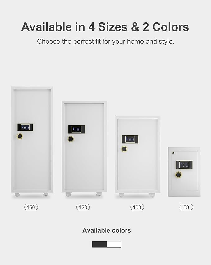 TIGERKING 17.6 Cu Ft Extra Large Home Security Safe – Touchscreen Lock, Heavy-Duty Steel Construction, Internal Compartment, Jewelry & Luxury Items, Ideal for Home or Office (White, Modern Design)