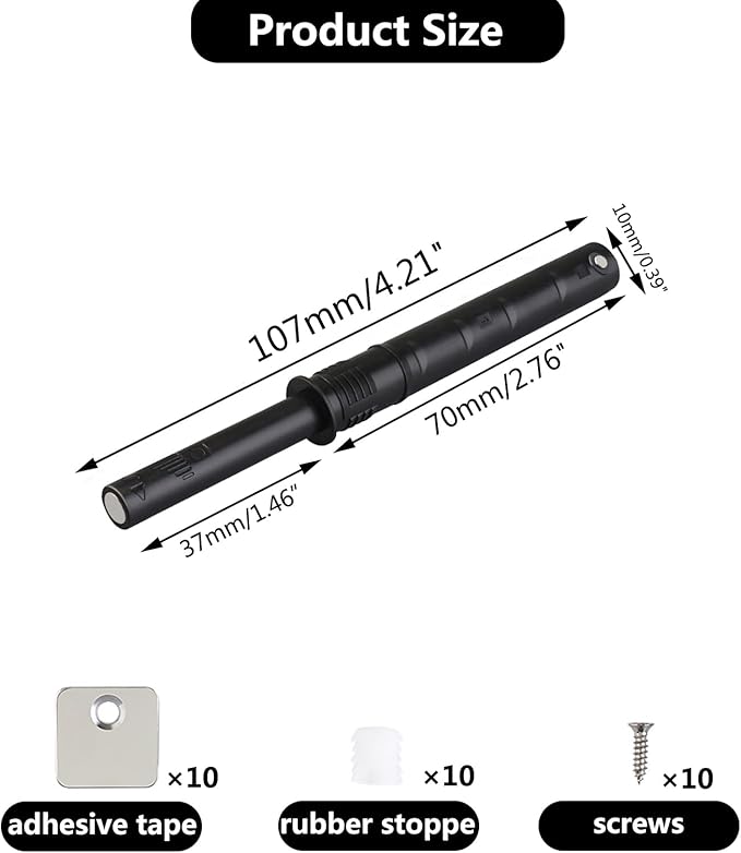 10 Pcs Magnetic Push Latches for Cabinet Push to Open Door Latch Soft Quiet Close Closers Push to Open Cabinet Door Latch for Closure Cabinet Drawer Wardrobe Kitchen Door (Large)