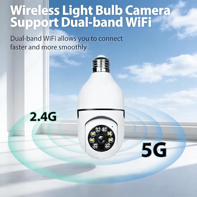 Hawkray Light Bulb Security Camera -5G& 2.4GHz WiFi 2K 3MP Security Cameras - Image 3