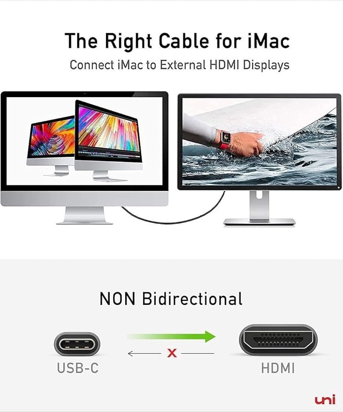 uni USB C to HDMI Cable 6ft-2 Pack 4K@60Hz, USB Type C to HDMI Cable [Thunderbolt 3 Compatible] for MacBook Pro/Air, iPad Pro, Surface Book 2, Galaxy S23, and More