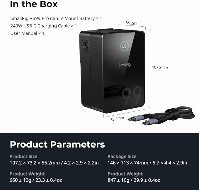SMALLRIG V Mount Battery, 99Wh / 6800mAh V Mount Battery - Image 9