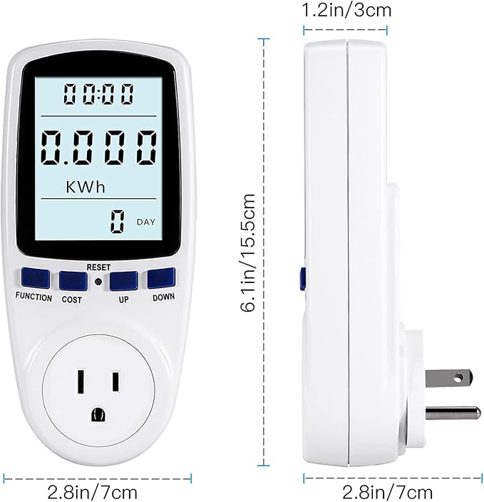 LED Watt Power Meter Plug, Home Electricity Usage Monitor with Powe Energy Voltage Cost for Monitor High Cost Appliance, Socket Power Meter with Reset Button