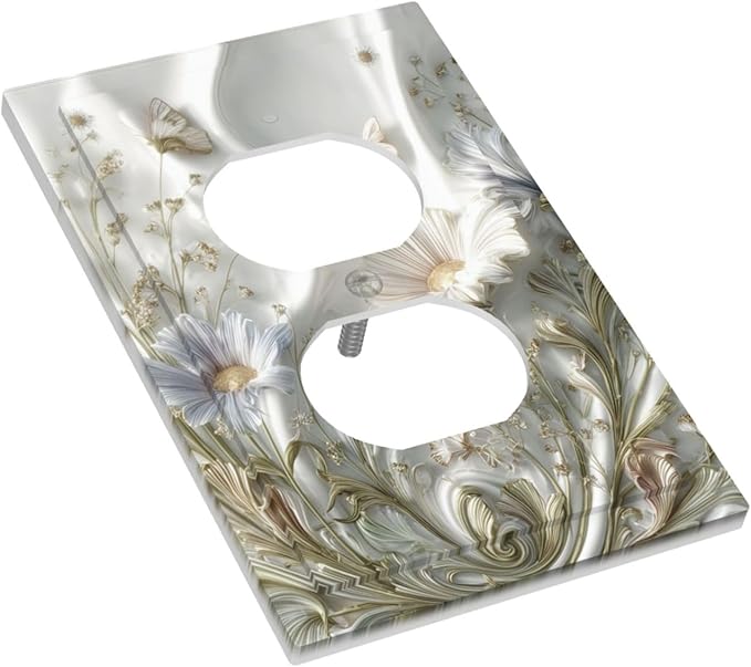 Bvtewkhz Boho Floral Wild Flower Floral Duplex Outlet Decorative Light Switch Covers Electrical Faceplate Switch Plates for Bathroom Kitchen Home