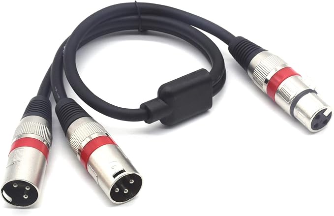 SiYear XLR Splitter Cable - XLR Female to Dual Male 3 Pin Patch Y Cable Balanced Microphone Splitter Cord Audio Adapter (50CM-2PACK)