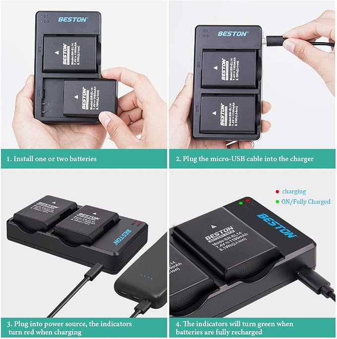 BESTON 2-Pack EN-EL14 / EN-EL14a Battery Packs and Rapid USB Charger Compatible - Image 6