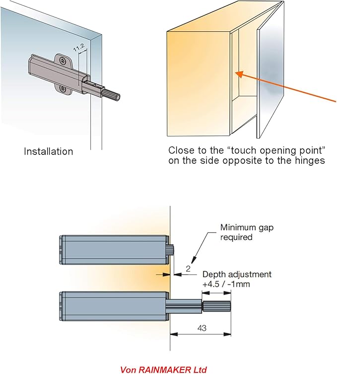 Push to Open Door Catches for Kitchen Cabinet Cupboard Wardrobe Automatic Spring Flap Touch Latch for Screw Fixing Pack of 10