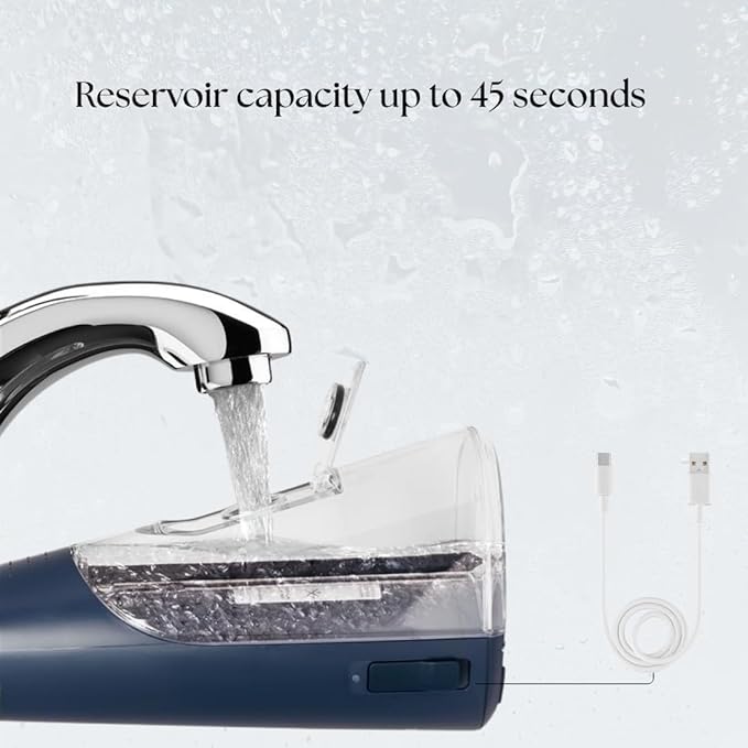 NOVAATOZ HydroAdvance Cordless Water Flosser for Teeth & Gums | Rechargeable Portable Oral Irrigator for Braces & Travel | Pulse Cleaning with 2 Flossing Tips | Waterproof Dental Care Device (Blue)