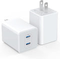 [2-Pack] USB C Charger Block 40W, Dual Port 20W PD 3.0 Type C Fast Wall Charger,Durable Compact Power Adapter for iPhone 13/14/15/16/17 Pro Max Plus,iPad,AirPods4,Samsung S25/S24,Watch(White)