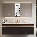 Bathroom Vanity with Double Sink - Bathroom Cabinet Vanity Including Grille Shaped Panel | Bathroom Vanity Double Sink, Soft Light LED Lights & Smart Defogging Mirror (Mirror Cabinet, 84IN)
