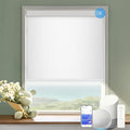 COOLWINDS Motorized Blinds with Remote Cordless Automatic Motorized Shades Custom Blinds for Windows Smart Curtains Compatible with Alexa Google Home(Blackout Jacquard White,Custom Size)