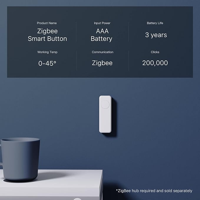 THIRDREALITY ZigBee Smart Button Red, 3-Way Remote Control, Require Zigbee hub, Work with SmartThings, Aeotec, Hubitat, Home Assistant, Third Reality Hub, Battery Included.