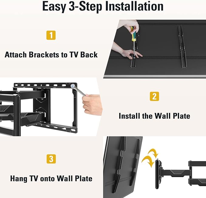 Mounting Dream UL Listed TV Wall Mount for Most 42-84 Inch TV, Full Motion, with Swivel and Tilt, TV Bracket with Articulating Dual Arms, Fits 16inch Studs, Max VESA 600X400 mm, 100 lbs,MD2617