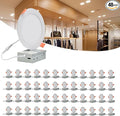 MKUJOO 48 Pack 4 Inch Ultra-Thin LED Recessed Ceiling Light with Junction Box,Panel Light,Daylight, 9.5W,2700K/3000K/3500K/4000K/5000K Selectable Dimmable Downlight ETL&FCC&CE Energy Star Certified