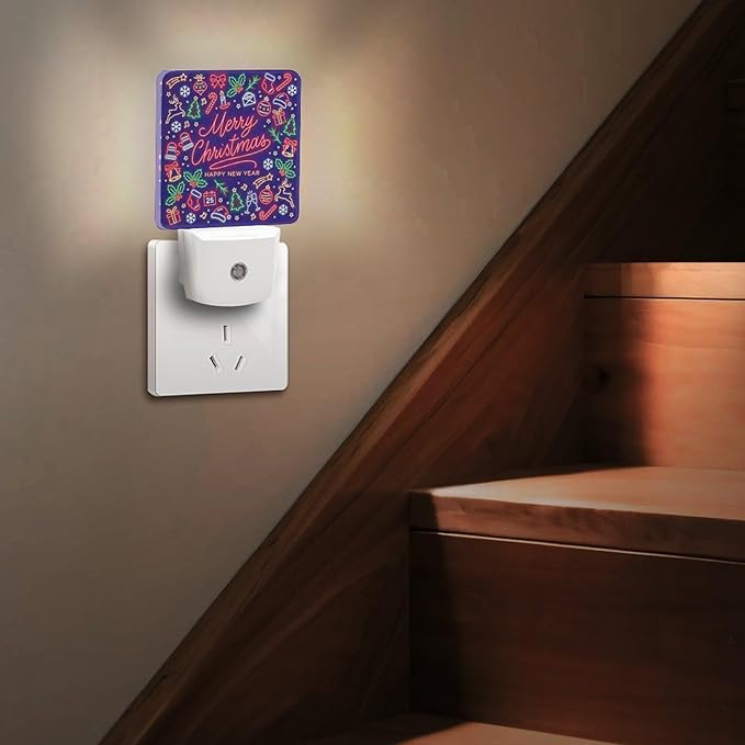 YKJAHSD Merry Chrismas Night Light, Plug into Wall Decor Nightlights for Bedroom, Bathroom, Hallway, Kitchen, with Dusk to Dawn Light Auto Sensors LED Night Lights for Boys Girls Women Men Room Gifts