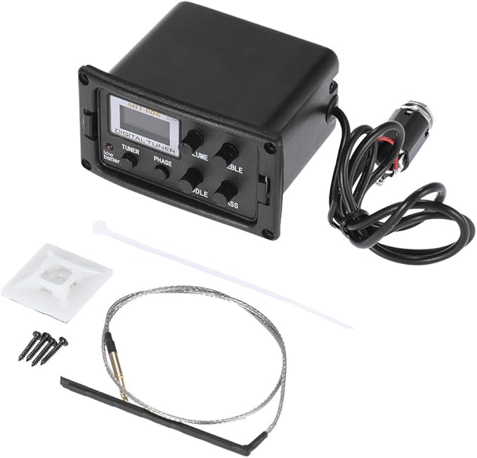 Acoustic Guitar Tuner, 3-Band EQ Equalizer LCD Display Volume Control Bass Middle Treble Knob for Acoustic Guitar