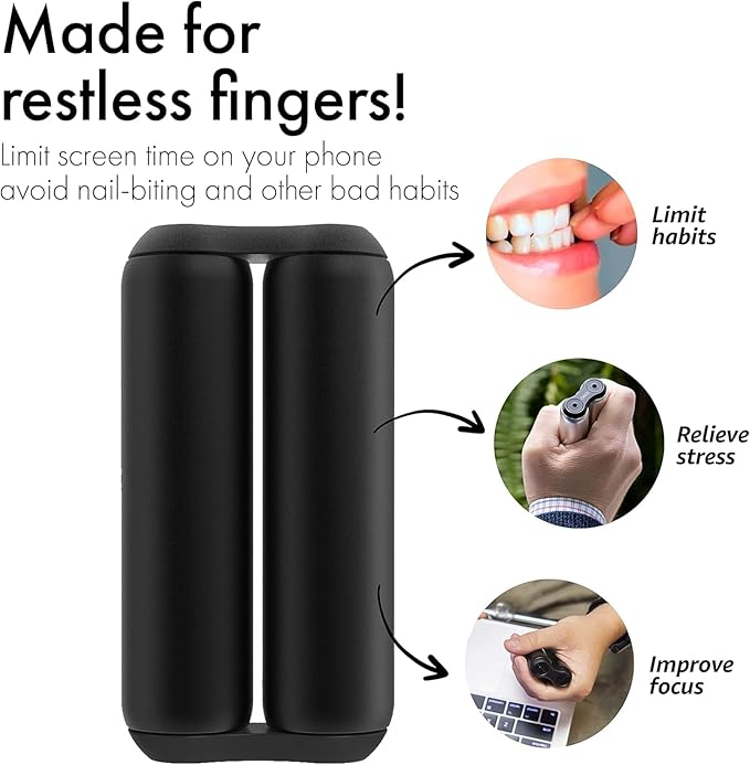 ONO Roller - Handheld Fidget Toy for Adults | Help Relieve Stress, Anxiety, Tension | Promotes Focus, Clarity | Compact, Portable Design (Black, Full Size - ABS Plastic)