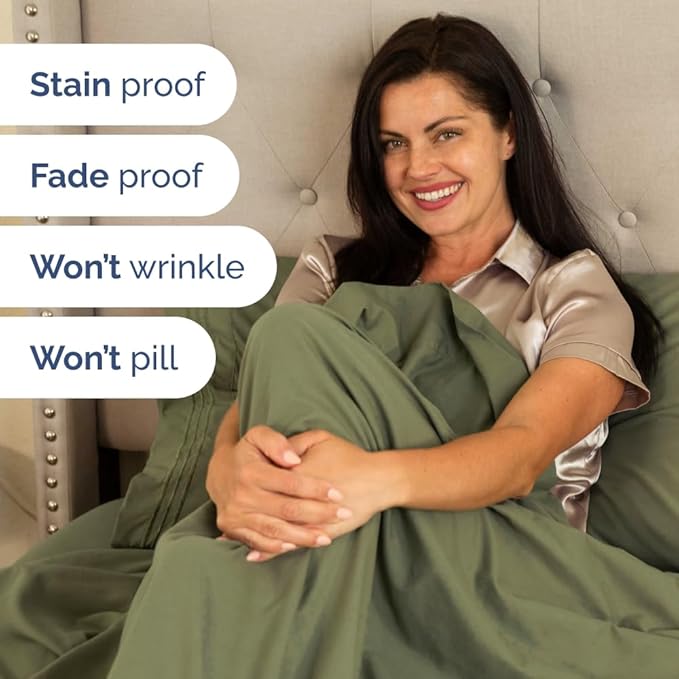 Split Head King Sheet Set – 4 Piece Flex Split Top King Sheets for Adjustable Beds - Fits 14” to 16" Mattress w/ Deep Pockets - Soft, Breathable & Cooling - Luxury Bedding & Wrinkle Free - Sage Green