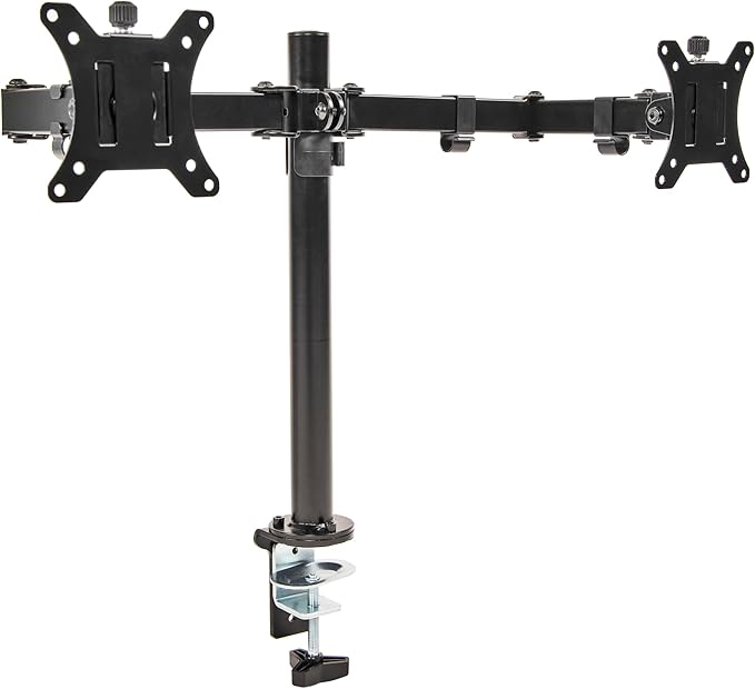 Elevon Dual Monitor Stand for 13-32 inch Computer Screens, Full Adjustable Two Screen Computer Monitor Arm, VESA Mount with C-Clamp/Grommet Base
