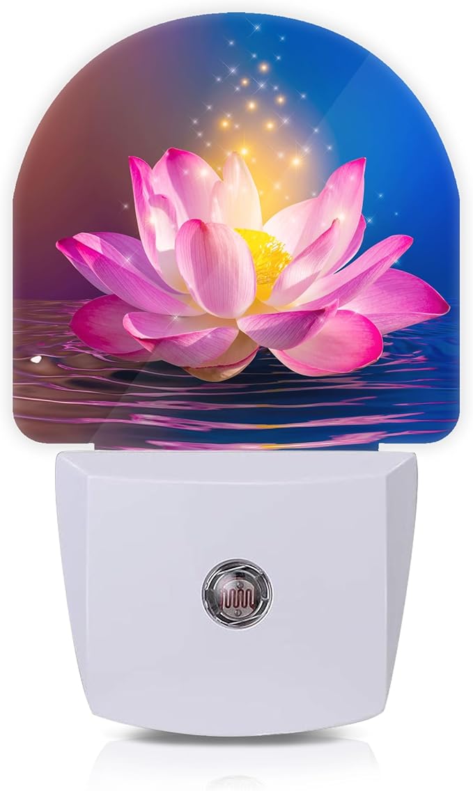 Axxitude Sparkle Pink Lotus Flower Night Lights Plug into Wall for Girls Boys Room,Night Light LED Lamp Dusk to Dawn Sensor Round Lamp for Bedroom Bathroom Hallway Home Wall Decor Nightlight