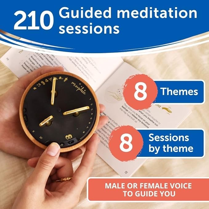 Morphée | Sound Machine for Sleep with Meditation | White Noise & Sound Therapy for Deep, Restful Sleep | 210 Sessions in 4 Languages | Perfect Meditation Accessory