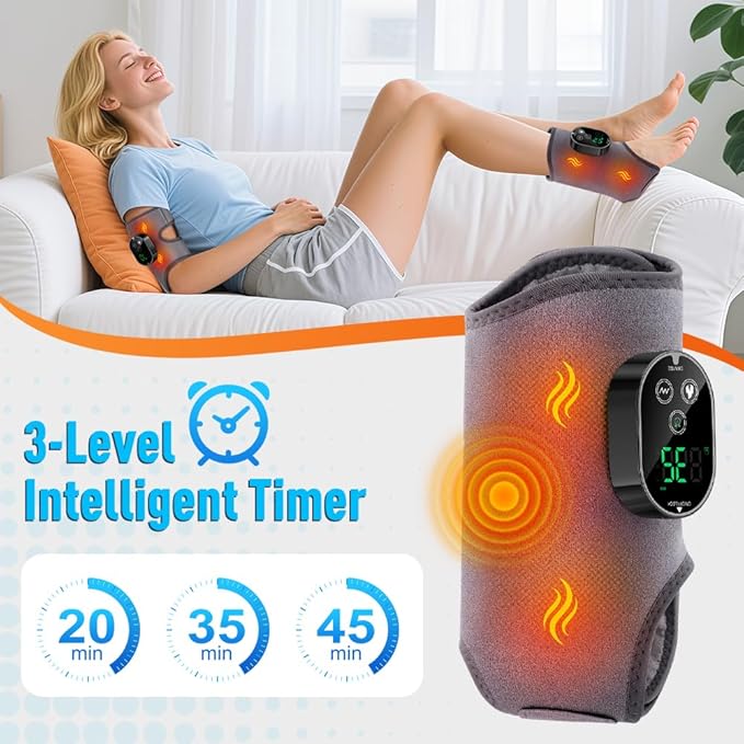Foot and Ankle Massager for Pain Relief, Ankle Heating Pad Foot Renew Triple Method Massager Rechargeable Cordless Design with 6 Heating 3 Massage Modes & Timer