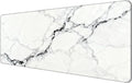 Dynippy Thin Extended Gaming Mouse Pad （31.5 * 11.8 * 0.08 inch） with Stitched Edges Large Mousepad Long XXL Keyboard and Mouse pad Desk Mat for Gaming Office & Home - White Black Marble