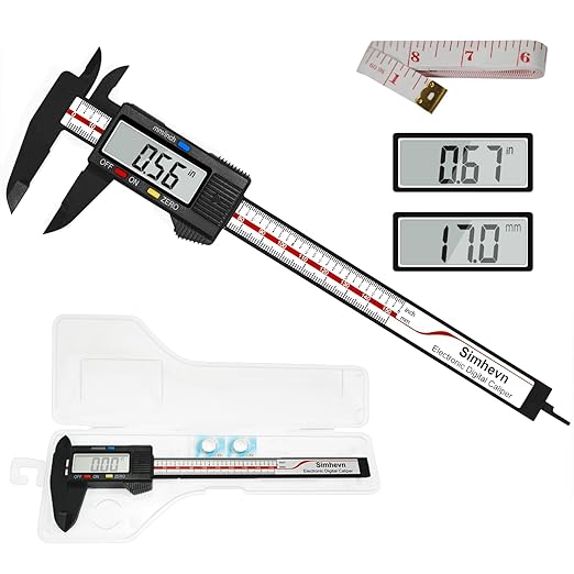 Simhevn Electronic Digital Caliper and Measuring Tape,6 Inch/150mm Digital Micrometer with Large LCD Screen, Easy Switch from Inch/mm，60 Inch/150cm Measuring Tape for All-Purpose Household