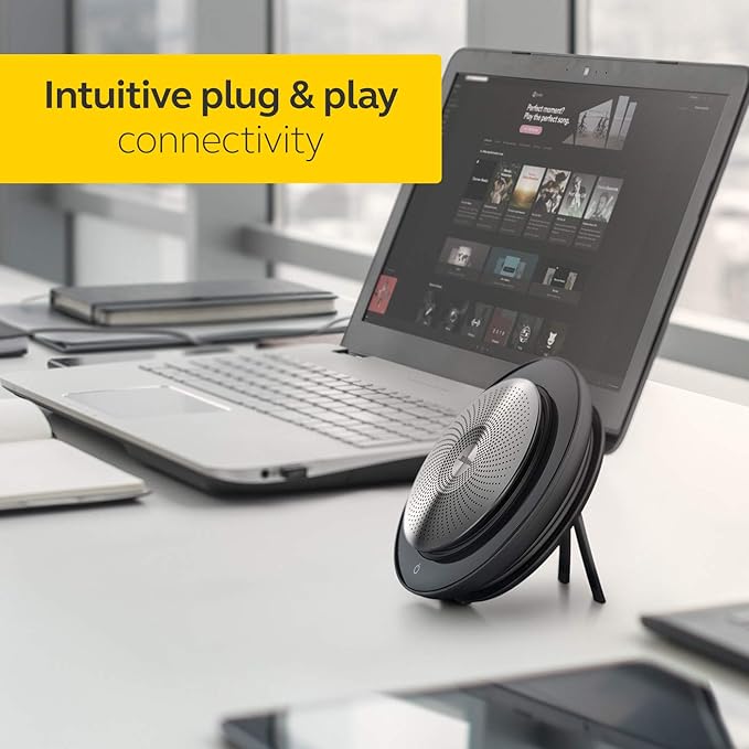 Jabra Speak 710 MS Wireless Bluetooth Speakerphone with Link 370 USB Adapter – Portable Conference Speaker for Holding Meetings Anywhere with Immersive Sound - Certified for Microsoft Teams