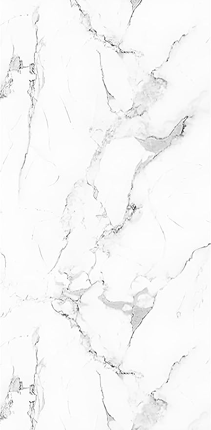 Dundee Deco Faux Marble Wall Panels - Sample - Glossy, Waterproof Indoor Wall Cladding - White, Grey, Black Veins - Sample 6" x 6"