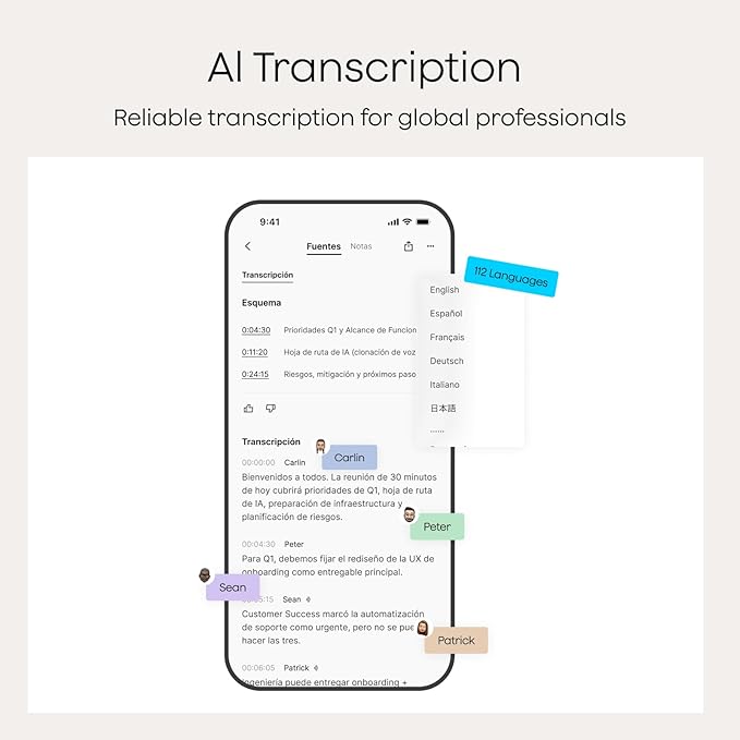 Plaud NotePin S AI Voice Recorder, Wearable AI Notetaker, AI Transcribe & Summarize, Support 112 Languages, 64GB Memory, Audio Recorder for Meetings Interviews with 4 Accessories, Silver