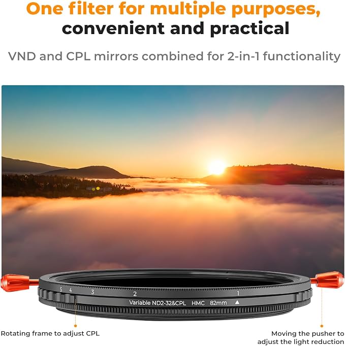 K&F Concept 67mm Variable ND2-32 & Circular Polarizing Lens Filter 2 in 1-18 - Image 3