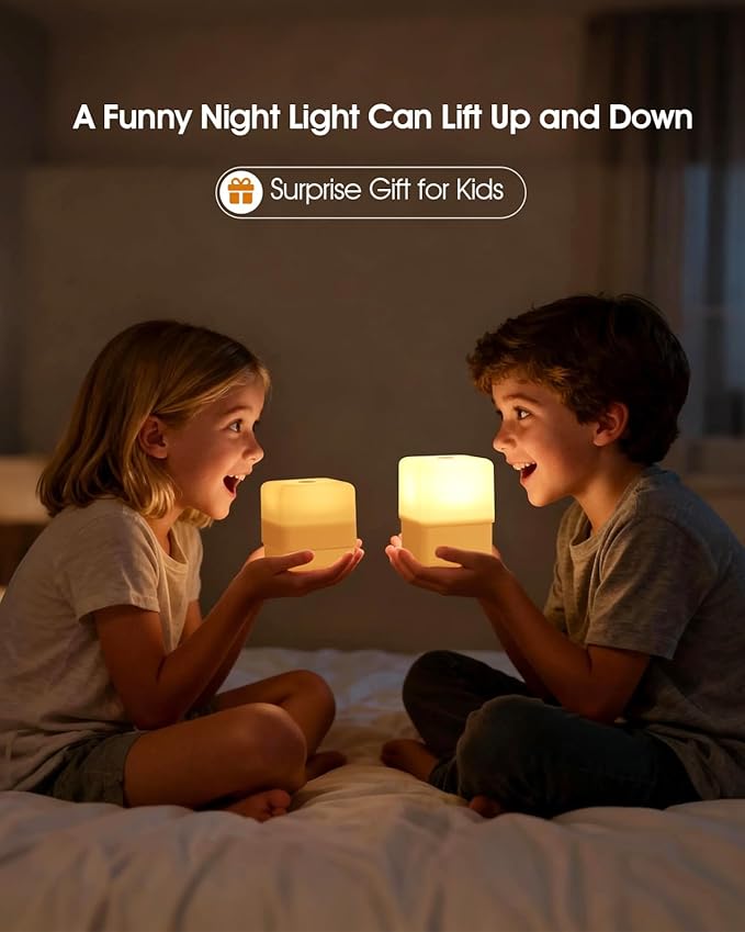 Soft Warm Night Light for Baby Nursery/Breastfeeding/Sleep Aid, Small Touch Lamps for Nightstand/Bedside, Fun Liftable/Rechargeable/Dimmable/2600K/Cordless, NightLight for Kids and Adults' Bedroom