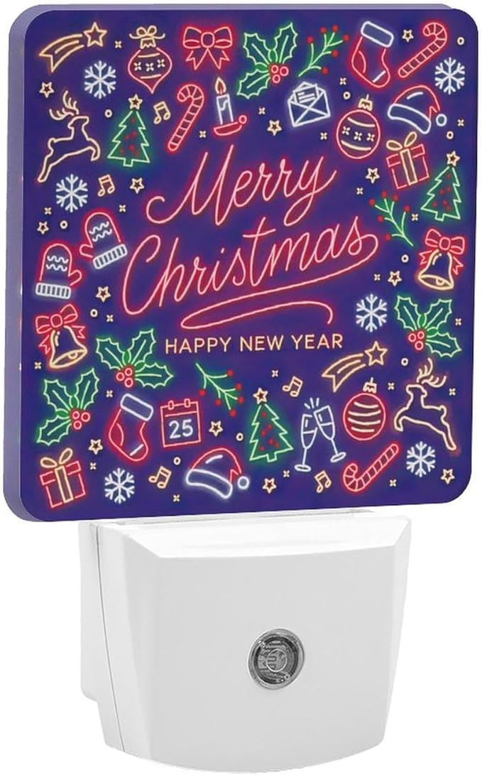 YKJAHSD Merry Chrismas Night Light, Plug into Wall Decor Nightlights for Bedroom, Bathroom, Hallway, Kitchen, with Dusk to Dawn Light Auto Sensors LED Night Lights for Boys Girls Women Men Room Gifts