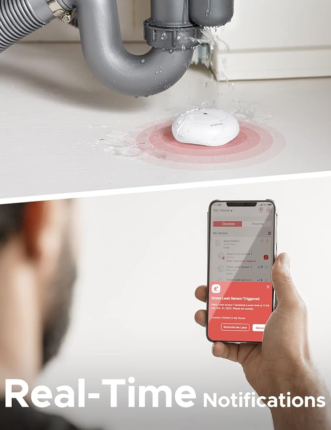 X-Sense Wi-Fi Water Leak Detector, Smart Water Sensor Alarm, Water Detector - Image 3