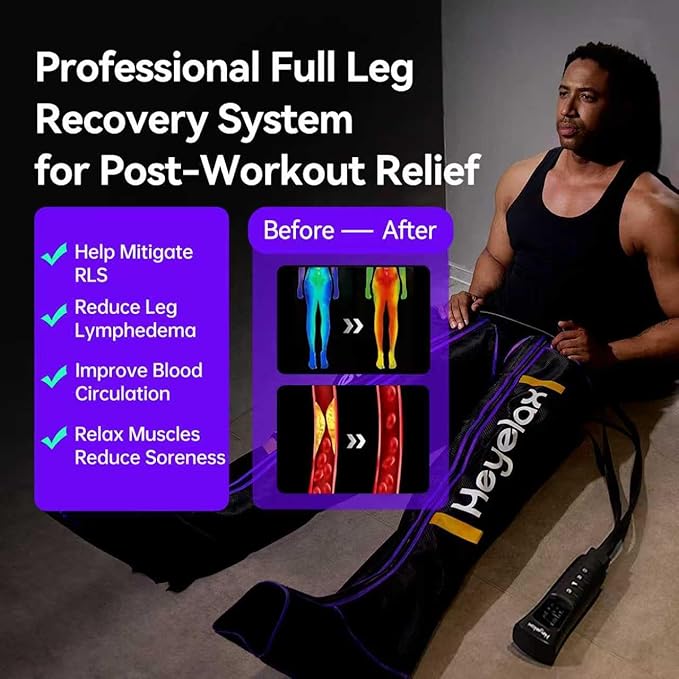Heyelax Leg Compression Massager for Circulation and Pain Relief FSA, Recovery Boots Sleeve for Fast Therapy, Full Leg Massager as Ideal Gifts for Women Men (Medium)