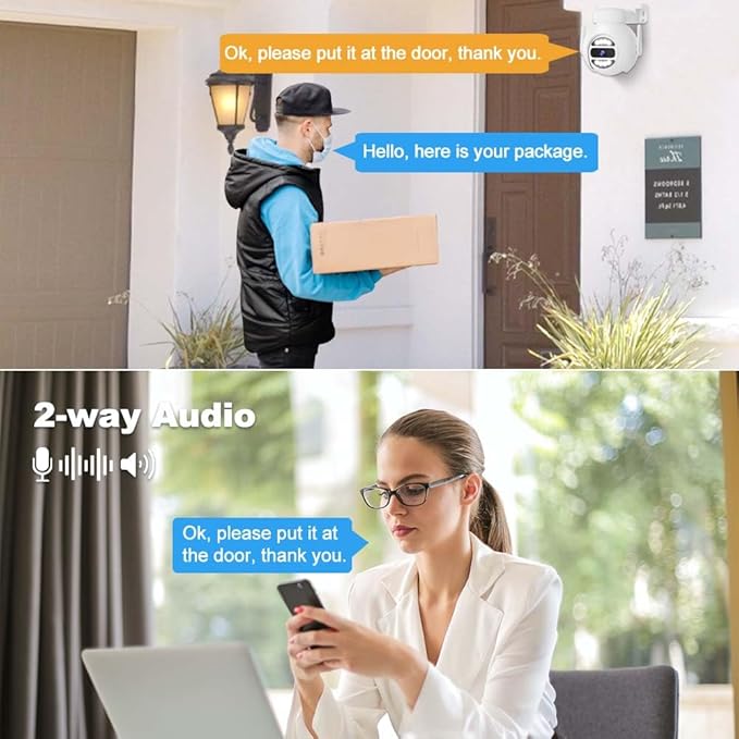 [Auto Tracking Alert 360° PTZ & 2-Way Audio] 8CH Plug&Play Wireless Cameras for Home Security, 4x1920P 5MP IP67 IR&Full Color Night Vison AI Motion Detection, 500G HDD 24/7 Recording Remote Control