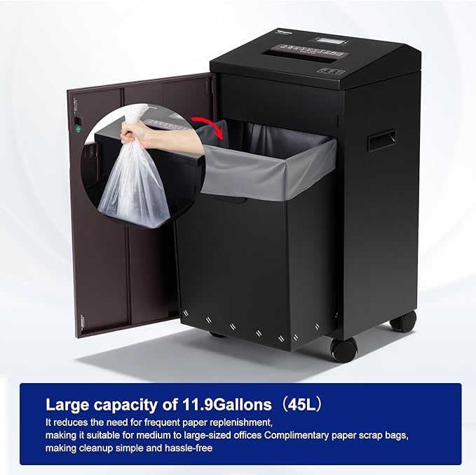 P-7 High Security Paper Shredder Heavy Duty(1 * 1.2mm), 5-Sheet Super Micro Cut, 11.9 Gallons Wastebasket, 3.5m/min High-Speed Shredding, Auto Jam-Proof Paper Shredder for Home Office