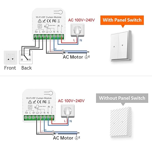 DieseRC WiFi Smart Roller Shutter Controller Module, Tuya APP WiFi Control Compatible with Alexa/Google Home APP Control and Manual Switch, Electric Motor Switch