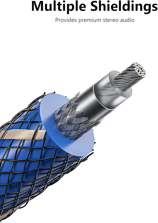 EMK Subwoofer Cable (6.6ft/2m) -Digital Coaxial/Subwoofer Cable Dual Shielded with Gold Plated RCA to RCA Connectors -Top Blue Series