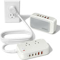 KWRNVO 5FT Portable USB C Power Strip Surge Protector PD 20W Flat Wall Plug Charger Multipl Outlets with 2500W AC Outlets, 3 USB-C Ports, 2 USB-A Ports for Home/Office/Travel