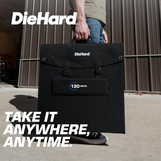 DieHard Solar Panel, 120-Watt, Foldable, Flexible, Lightweight, Portable - Designed for use with DieHard Portable Power Stations