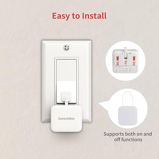 SwitchBot Smart Switch Pusher with Remote - No Wiring, Control with APP, Timer and Bluetooth Remote, Add SwitchBot Hub Mini to Make it Compatible with Alexa, Google Home, IFTTT (White)