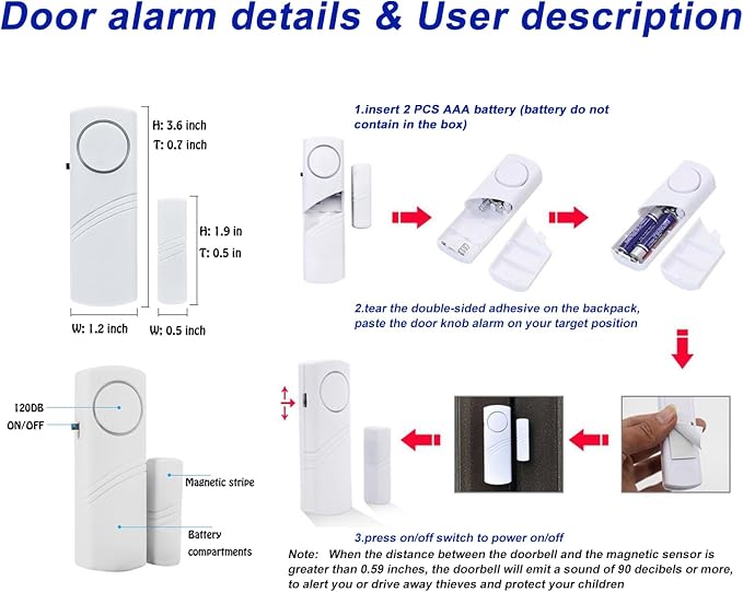 Door Window Alarm, 90DB Door Alarms - Image 7