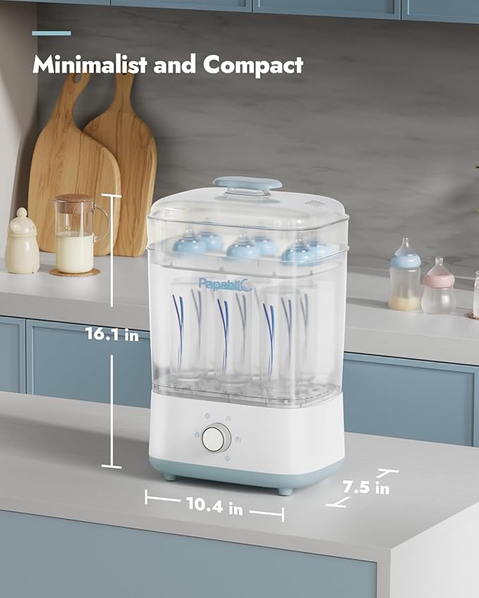 Papablic Baby Bottle Sterilizer and Dryer Pro, Esterilizador De Biberones, Electric Steam Sterilizer for Baby Bottles, Pacifiers, and Pump Parts, Large Capacity 10 Bottles