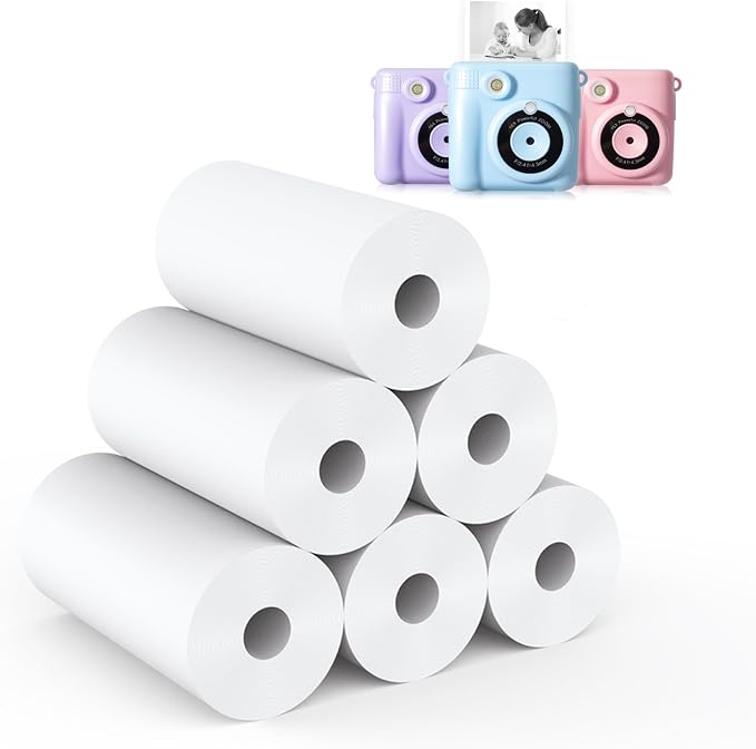 6 Rolls Instant Print Paper Kids Camera Paper Refill by Hikkon