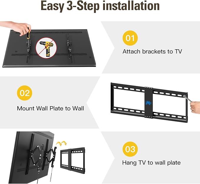 Mounting Dream UL Listed Advanced Tilt TV Wall Mount for Most 42-90 Inch TVs, TV Bracket with Full Tilt Extension up to 7", Fits 16", 18", 24" Studs, Max VESA 600x400mm and 120LBS MD2104