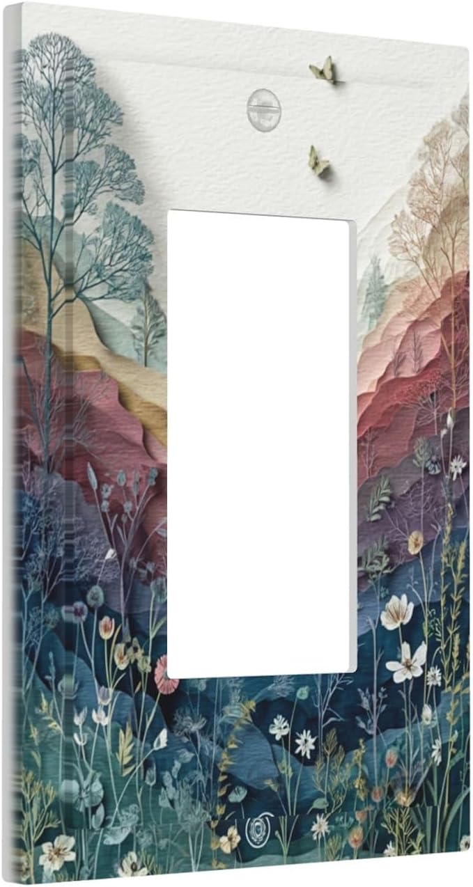 Bvtewkhz Wildflowers Rustic Flowers Floral Plants Light Switch Covers Wall Plate Decorative Vintage Mountain 1 Gang Single Rocker Electrical Faceplate Switch Plates for Bathroom Kitchen Home